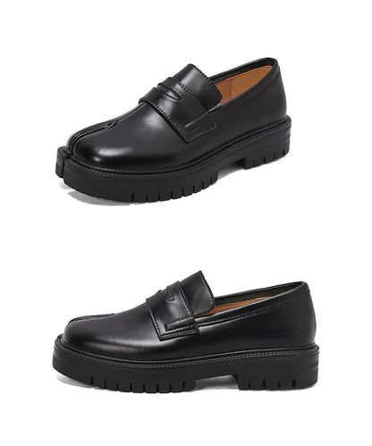 Spring And Autumn British Split Toe Loafers Loafers Trotter Vintage Leather Shoes Slip-on Platform Shoes